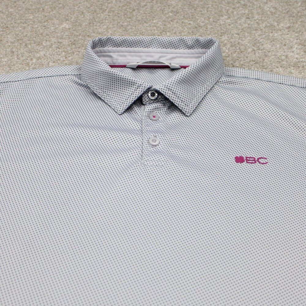 Black Clover Polo Shirt Adult XL White/Blue Geometric Polyester S/S Pullover - Picture 6 of 13